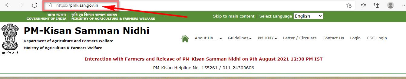 pmkisan.gov.in URL