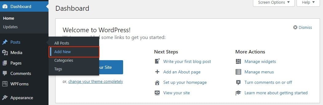 Add New Blog Post in WordPress