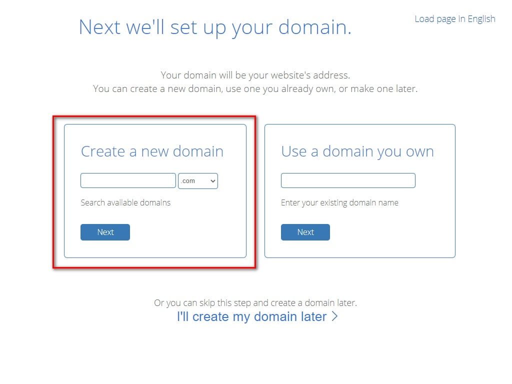 bluehost WordPress hosting domain entry