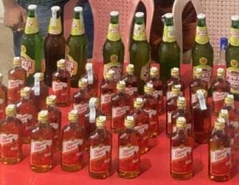 Liquor seized from the car of a youth resident of Mehragaon in Narmadapuram