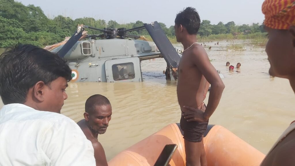 Army helicopter carrying flood relief material crashes in Muzaffarpur