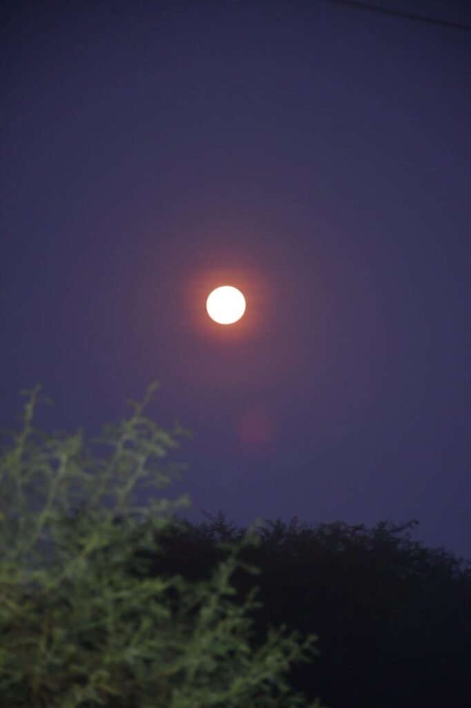 The brightest moon of the year spread moonlight, autumn supermoon made the night bright