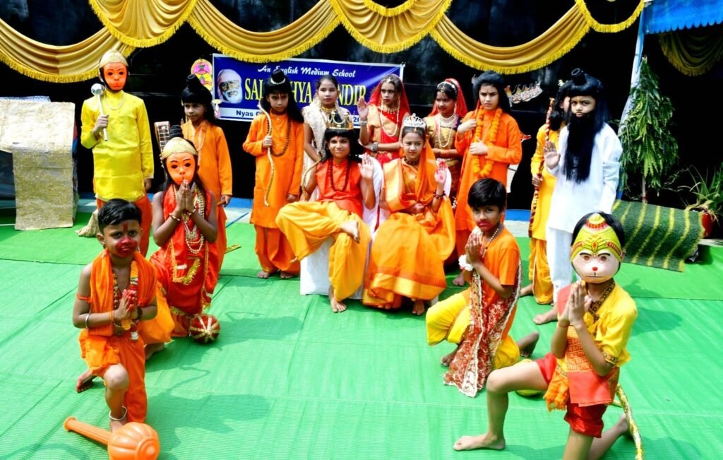 Children interviewed with nine forms of Maa Durga in SVM