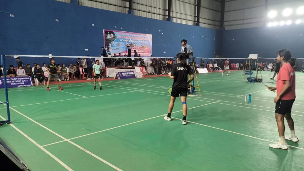 Matches played in girls and boys category in National Badminton and Chess Competition