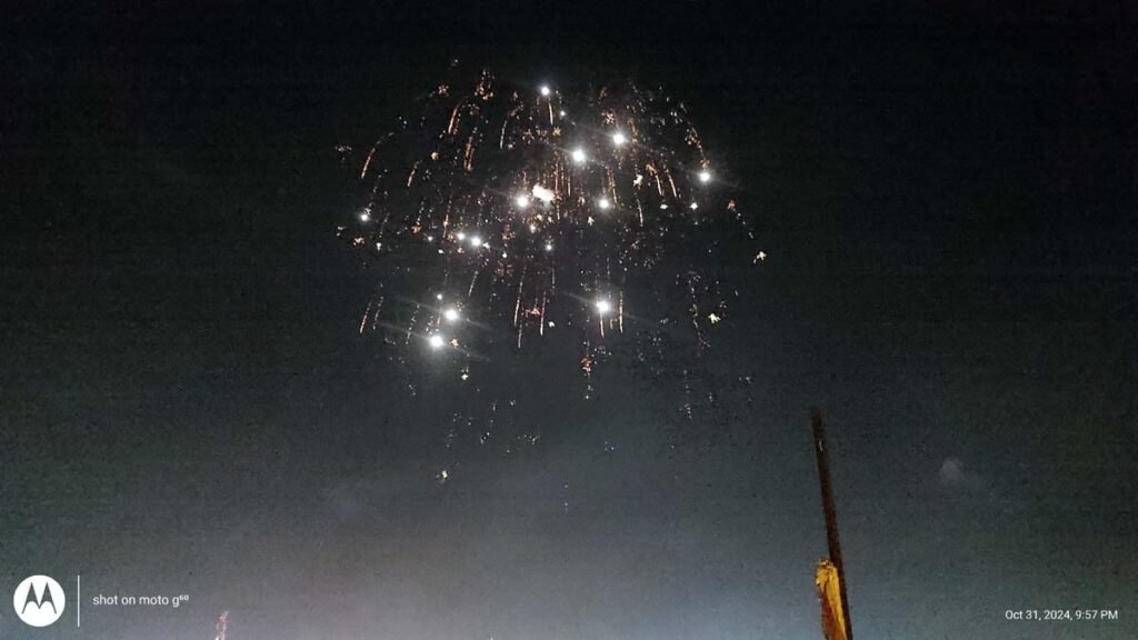 Diwali was shining, the sky was colored with fireworks