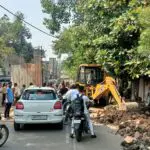 Encroachment is being removed from Surajganj intersection to MGM College intersection.