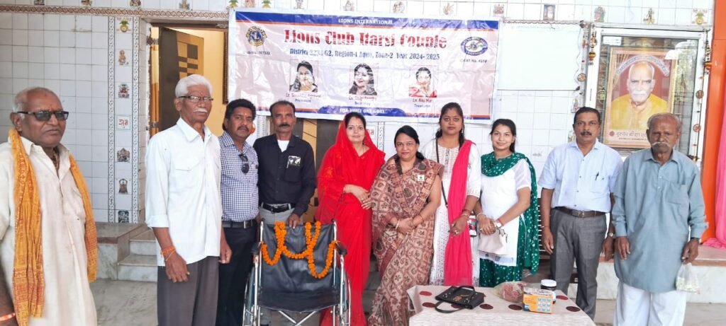 Lions Club presented a wheelchair to Hanumandham temple for disabled devotees.