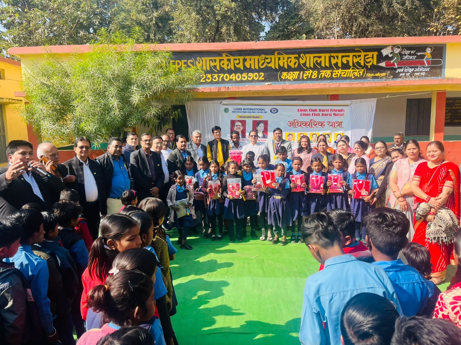 Sweaters and sweets distributed to 120 children in Government Secondary School Sankheda