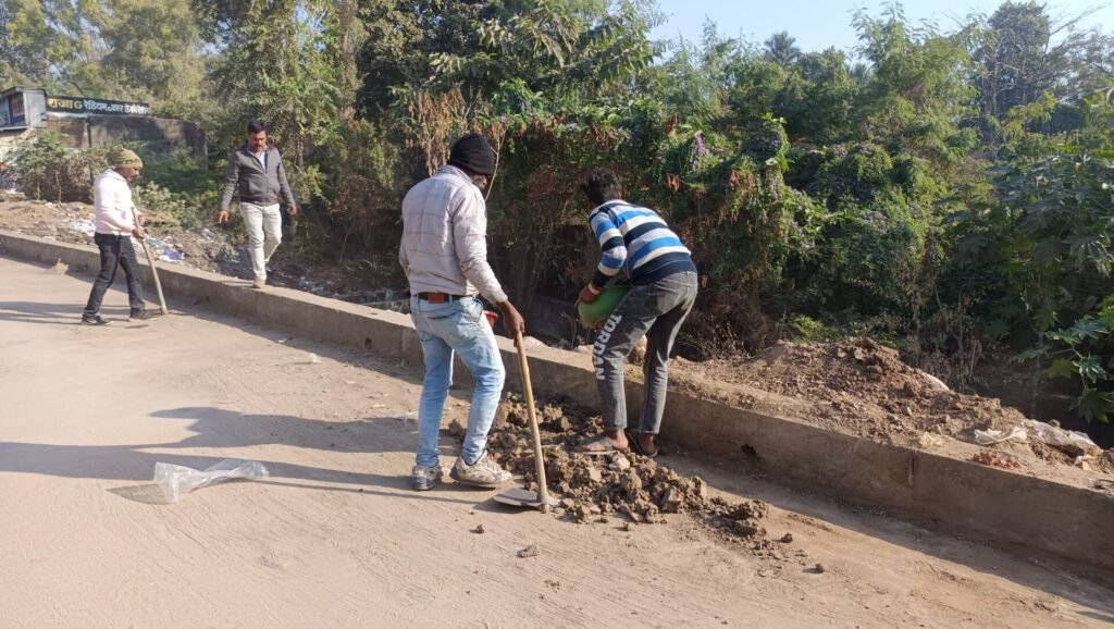 NAPA removed sand from the under bridge road at private bus stand