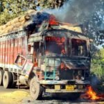 A moving truck caught fire, some paddy kept in the truck got burnt