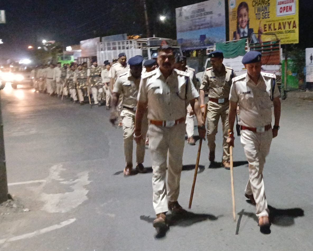 To maintain peace during festivals, officers came out on the streets with sticks in their hands