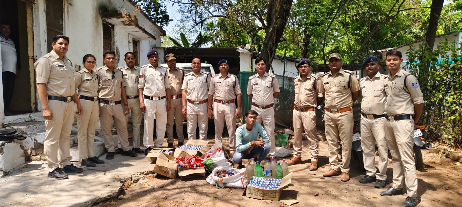 Thousands of rupees worth of illegal liquor seized from the dhabas running on the highway near Itarsi