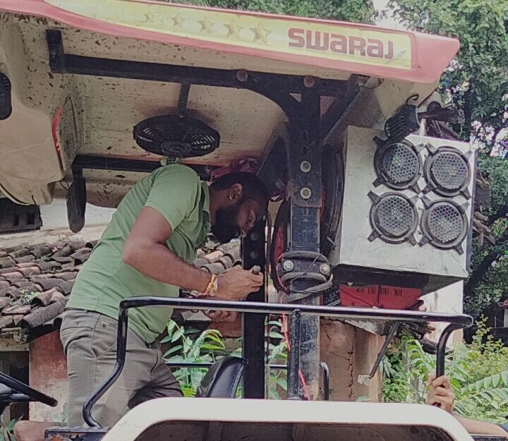 Police took action against loud sound system on tractor