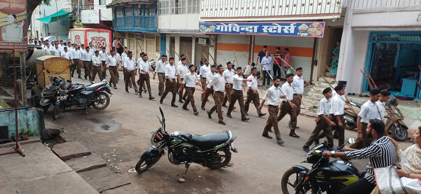 A procession was taken out in the city to mark the completion of 100 years of RSS.