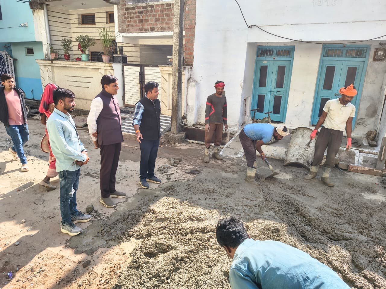 Road construction started in front of Kasturba School at a cost of Rs 6 lakh.
