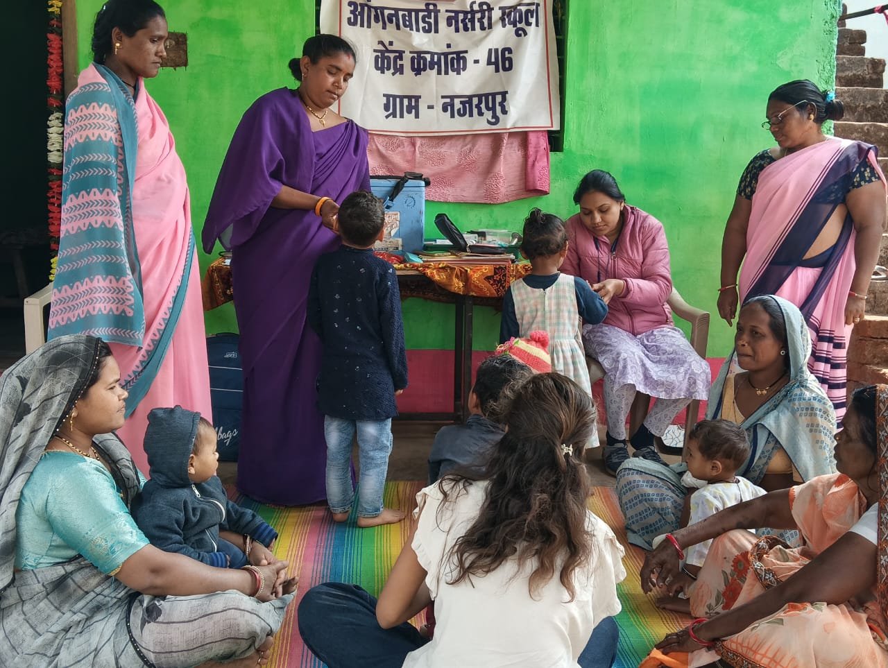 Vitamin A tablets were administered to children in Nazarpur and they were tested for anemia.
