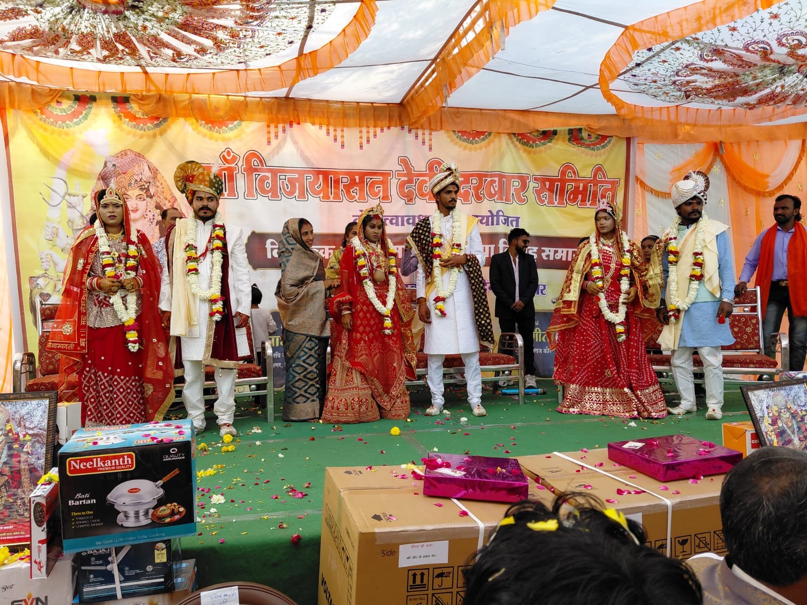 Three couples tied the knot in Maharshi Nagar, a unique example of simplicity and service.