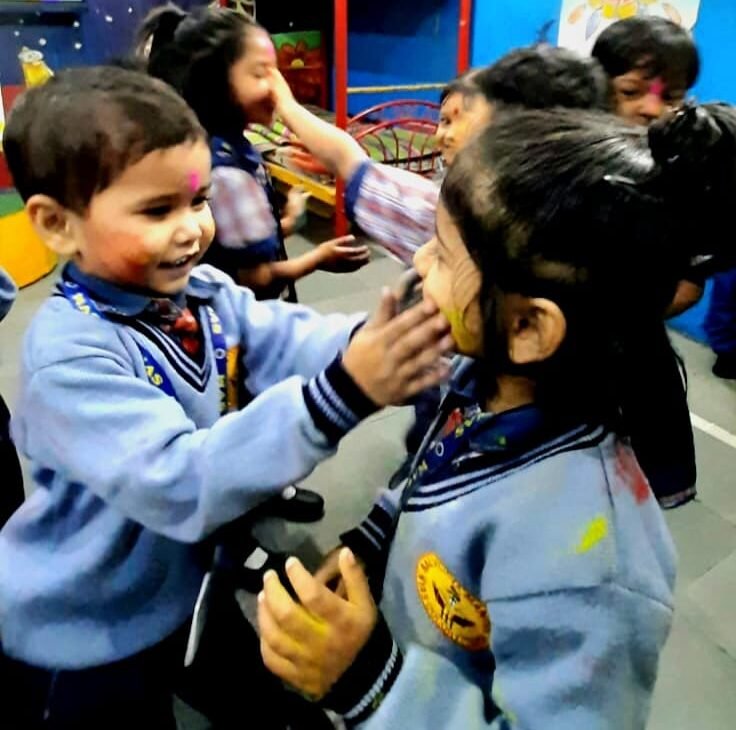 Little Krishna and Radha spread rainbow colours, Holi ruckus in Sai Vidya Mandir